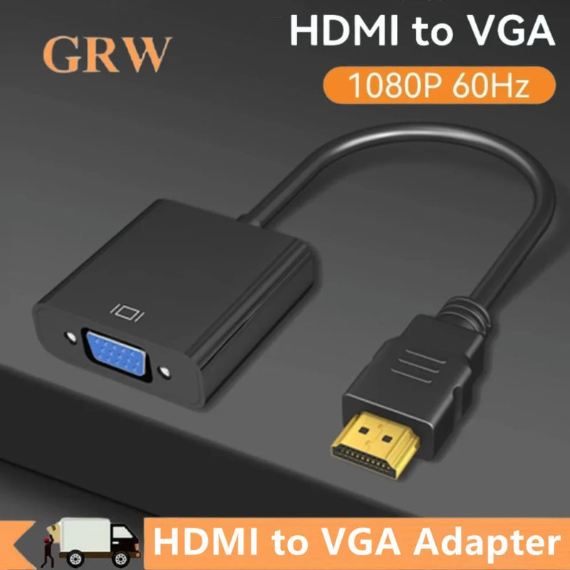 Cabo adaptador conversor HDMI macho para VGA fêmea